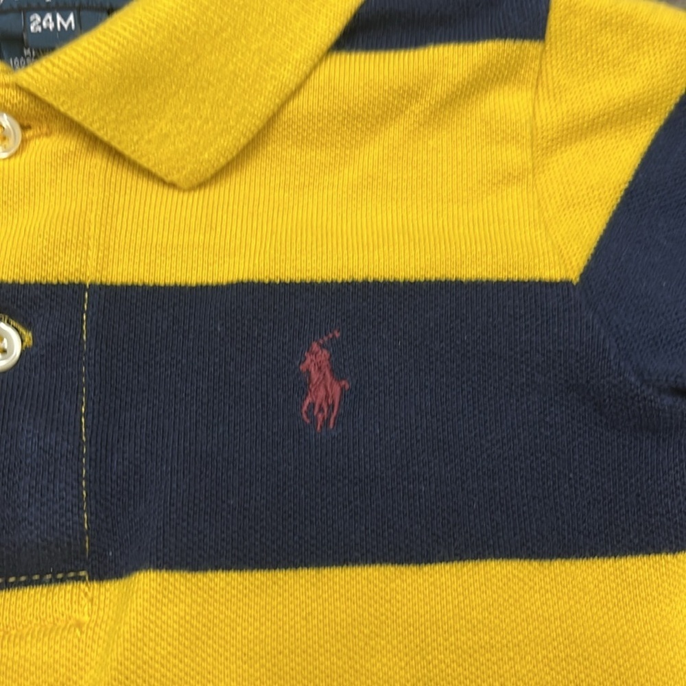 Polo by Ralph Lauren Yellow and Navy Striped Polo size 24 months - Picture 2 of 4